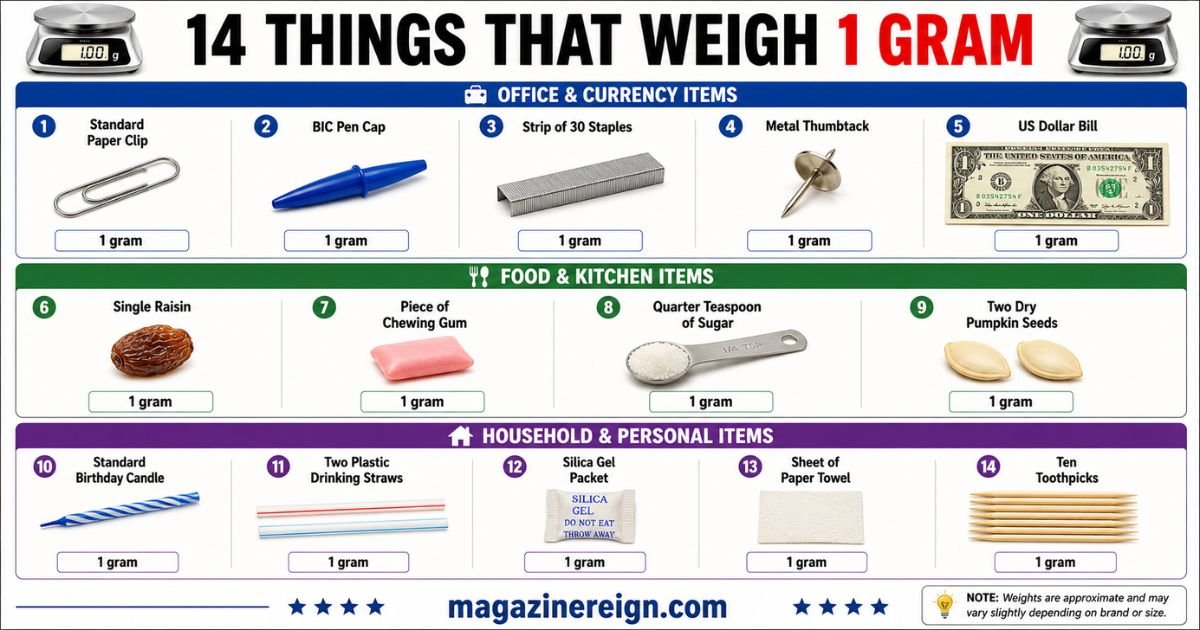 14 Common Things That Weigh 1 Grams