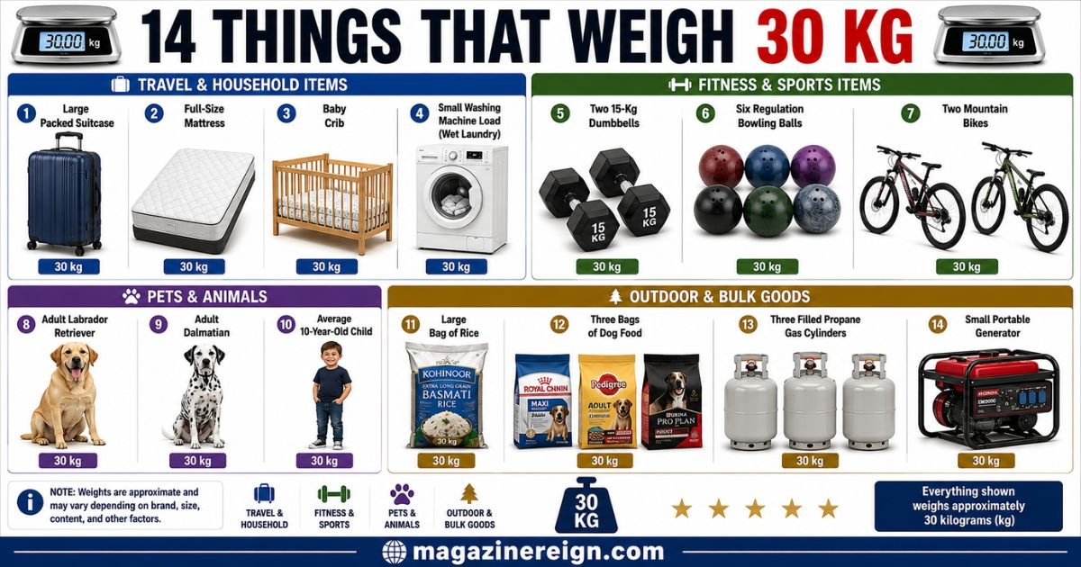 14 Common Things That Weigh 30 Kg