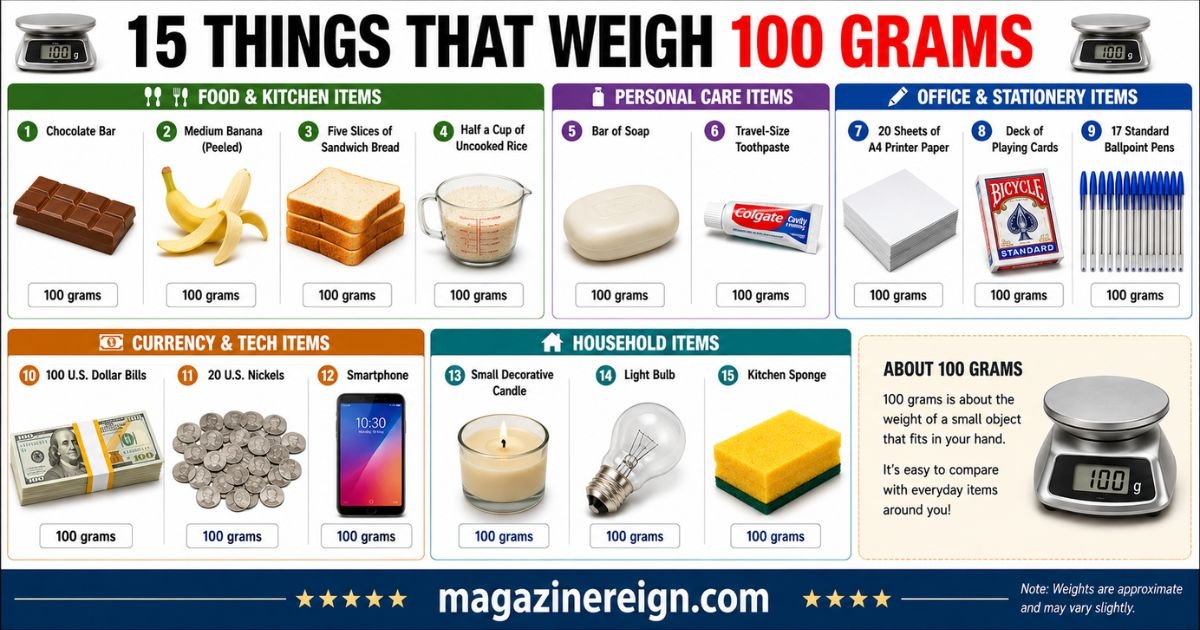 15 Common Things That Weigh 100 Grams