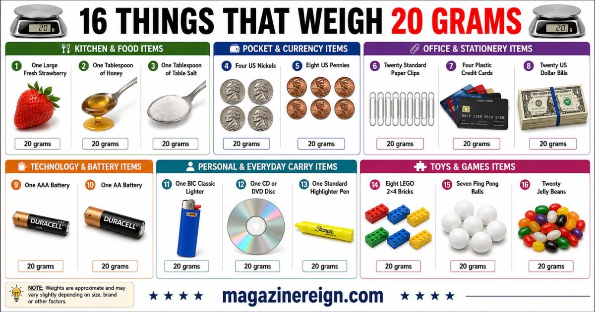 16 Common Things That Weigh 20 Grams